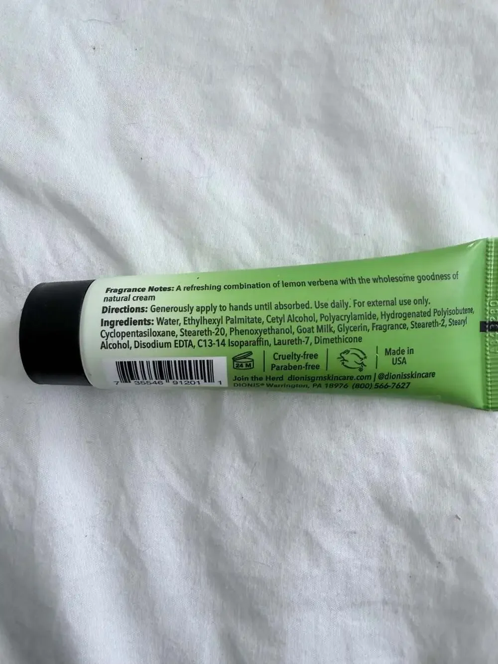 Dionis Verbena & Cream Goat Milk Hand Cream 1 oz